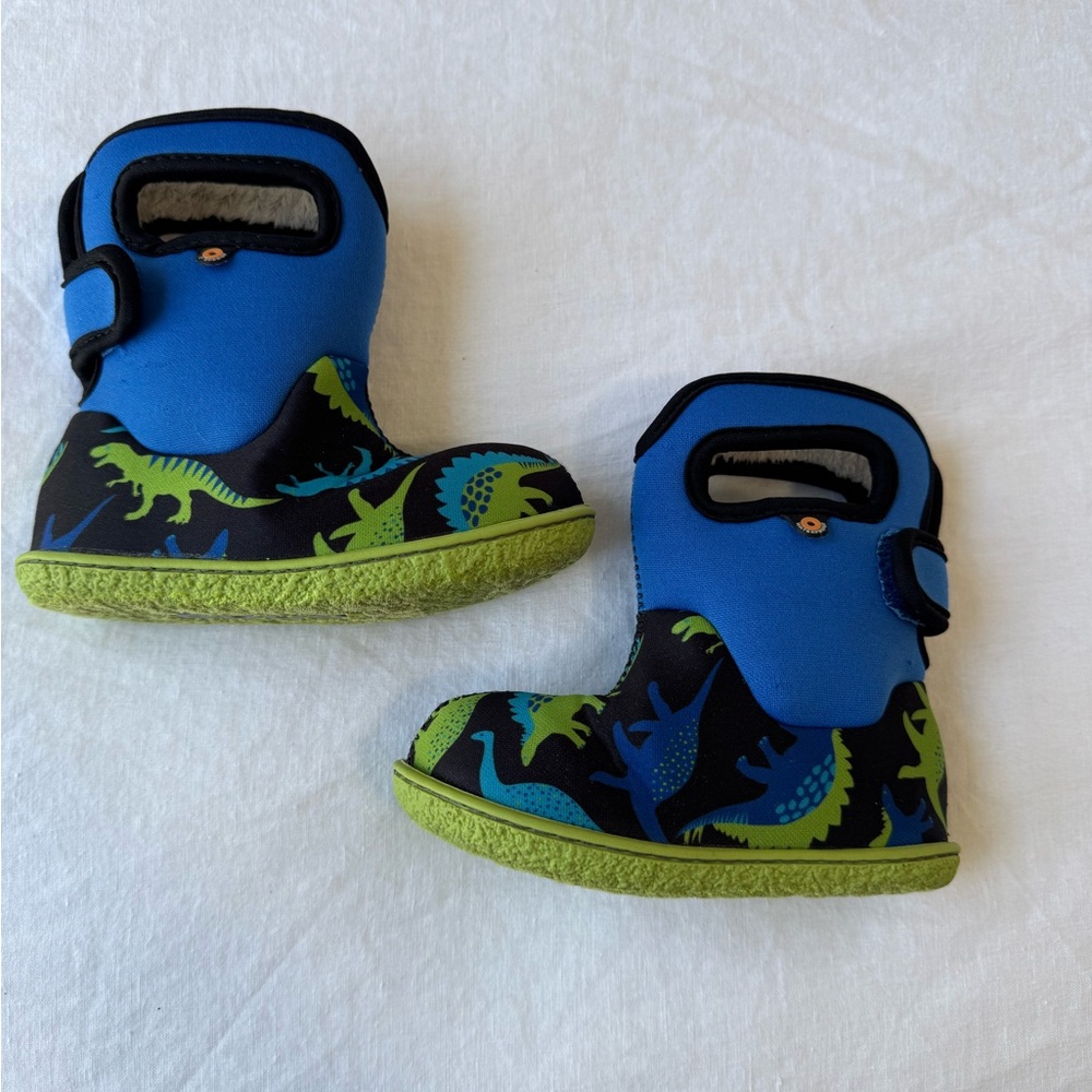 Bogs Blue and Green Dinosaur Kids Boots